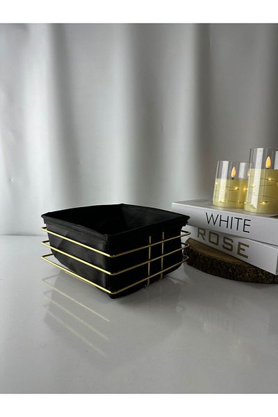 Moon Dizayn Gold Square Bread Basket Stylish, Bread Holder-Multi-Purpose Metal Stainless
