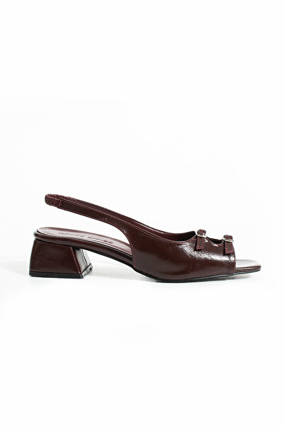 Gökçe Shoes Zena Bordo Desenli Rugan Çift Toka Detay Önü Açık Kadın Babet Aya...