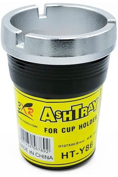 Generic Car Ashtray And Cup Holder Ash Bucket - Black & Silver 1PC 3XR HT-Y86