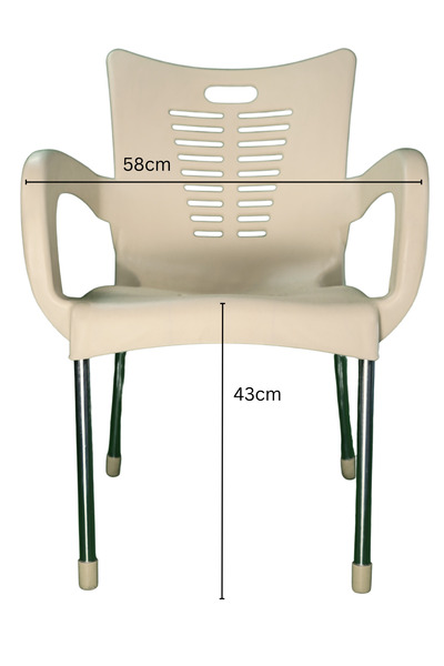 Point Plus Plastic Chair with Armrest – Comfortable, Lightweight, and Supports Over 100 kg (Size: 81×58×48 cm)