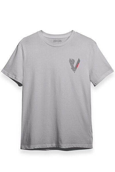 Kretas Unisex siva T-shirt The Vikings Vikings logo siva minimalna prednja Št...