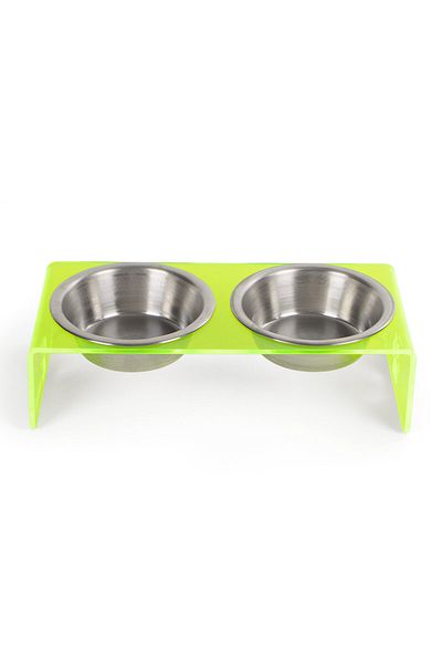GOBYPET 2 Pack Green Plexi Decorative Cat and Dog Ceramic Food & Water Bowl Mat Gift