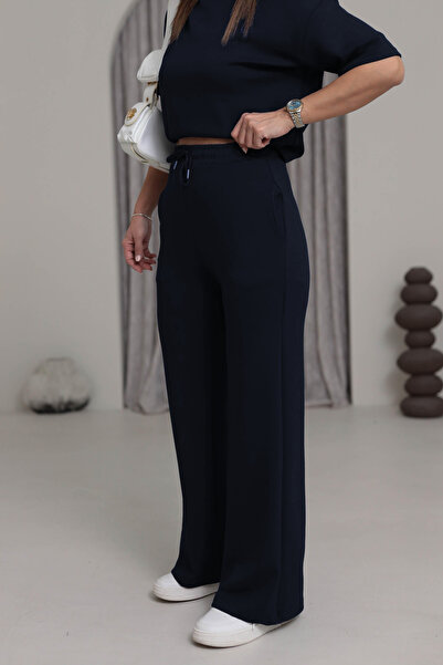 BARLİZ Γυναικείο κοντομάνικο ισπανικό σετ με φαρδιά μπατζάκια