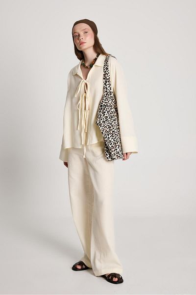minaaise Luis Muslin Tie-Up Shirt/Pants Set Natur