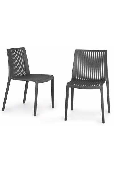 Papatya Cool Plastik Sandalye 2li Paket Antrasit - Bahçe Balkon Mutfak Sandal...