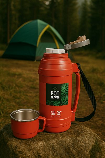 imsaconcept Stainless Steel Double Layer with Mug, Strap, Thermos 1.6 Liter 1St Grade Quality Maintains 24 Hours of Heat