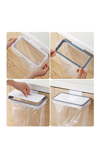 Jzk Set of 2 garbage bag holders, plastic, white/gray, 24.3 x 11 x 3 cm