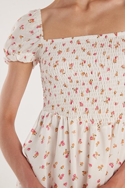 Tudors Kadın Standart Fit Normal Kesim Viskon Kare Yaka Midi Elbise