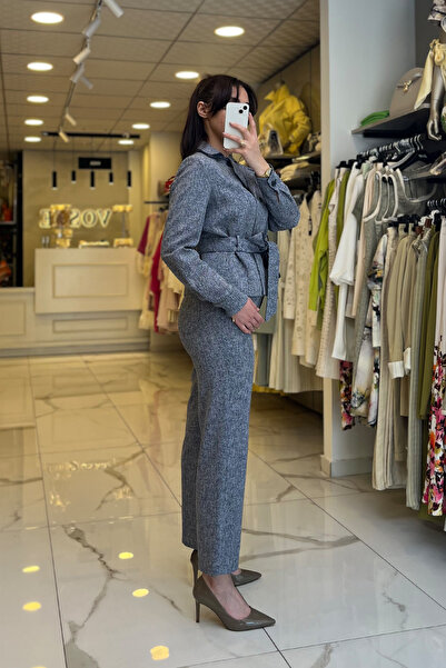 Vosse Sedna Lacivert Kuşaklı,Düğmeli Takım