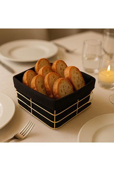 Moon Dizayn Gold Square Bread Basket Stylish, Bread Holder-Multi-Purpose Metal Stainless