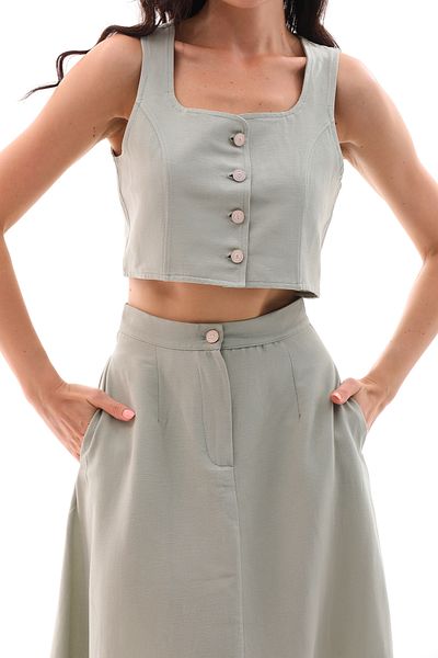 Shine Fine Buttoned Vest and Skirt Set