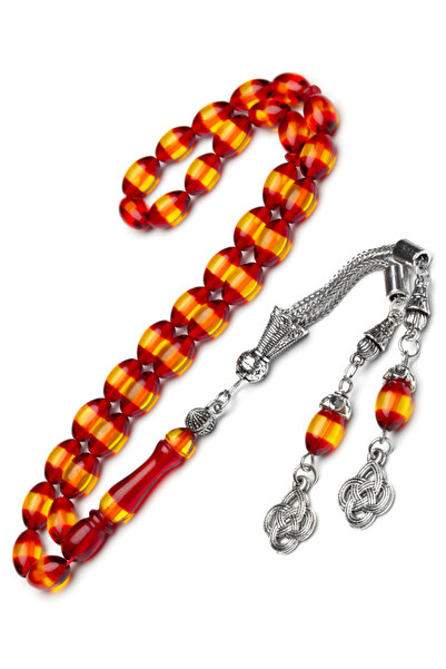 OTTOTESBİH Mărgele de rugăciune pentru bărbați, 7x11 mm, galben roșu, cu parfum de chihlimbar, pulbere de chihlimbar