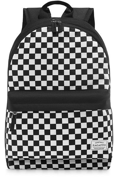 zagatto ® School Backpack, White/black, Laptop Compatible, 45x30x15 Cm, Zg765