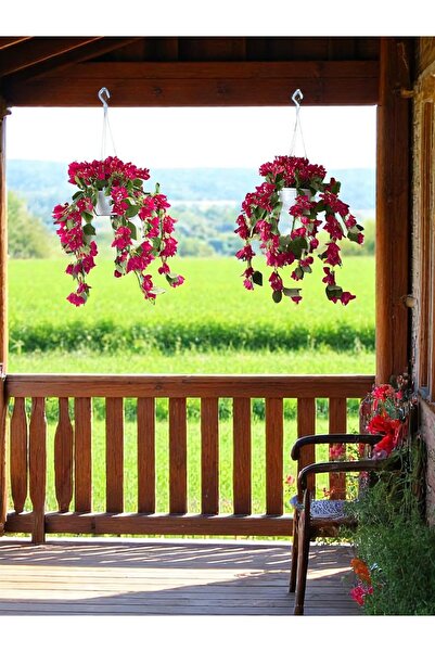 NEŞELİ ÇİÇEKLER Yapay Çiçek Askılı Saksı Yapay Balkon Çiçeği 40x90 Cm Sarkan Dekoratif Fuşya Begonvil Balkon Süsü