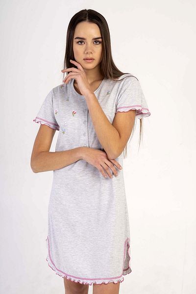 VİENETTA Women's Short Sleeve Gray Nightdress C1T0N0O203