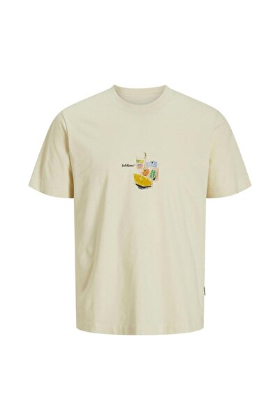 Jack & Jones Jor Varenna Tee Crew Neck Ecru Men's T-Shirt