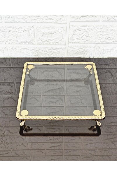 atabey home 2-Piece Square Serving Plate-Presentation Tray-Presentation Tray-Presentation Tray-Gold Frame and 4 Legs 22+27cm