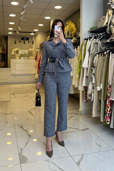 Vosse Sedna Lacivert Kuşaklı,Düğmeli Takım