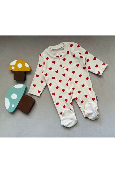 SANTRALBEBE Baby Girl Heart Front Snap Jumpsuit