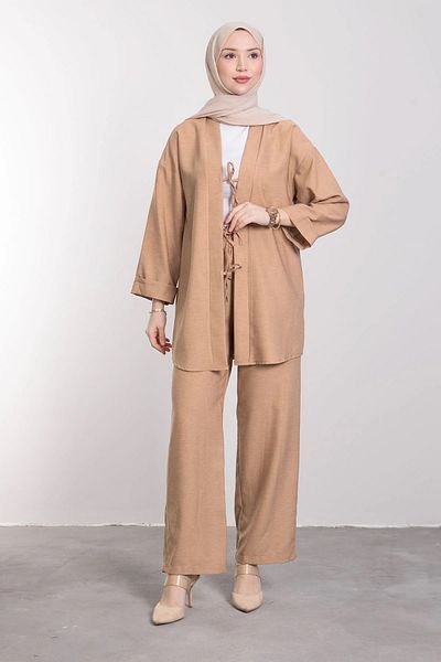 Tesettür Diyarı Melaj Linen Relaxed Cut Hijab Suit