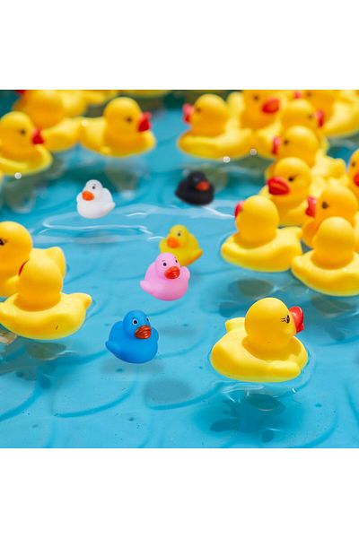Relaxdays Bath toy set, duck, 48 pieces, multicolor, 3 x 4 x 4 cm