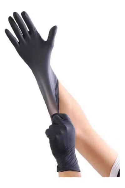 SKP Plastic Black Vinyl Gloves, Large (70 Count)