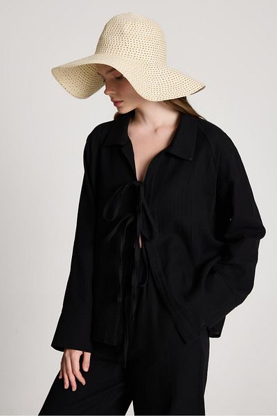 minaaise Luis Muslin Tie-Up Shirt/Pants Set Black