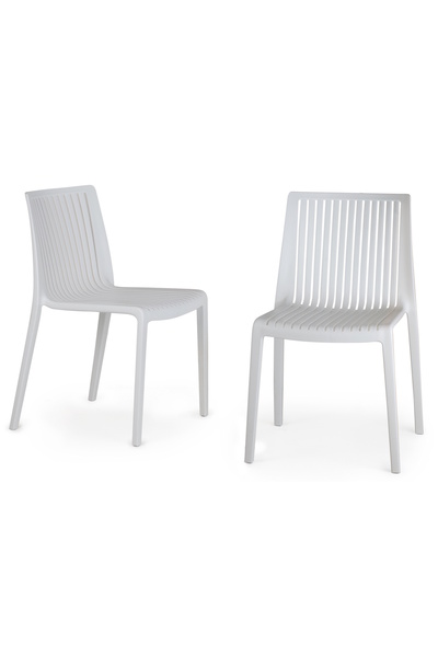 Papatya Cool Plastik Sandalye 2li Paket Beyaz - Bahçe Balkon Mutfak Sandalyesi