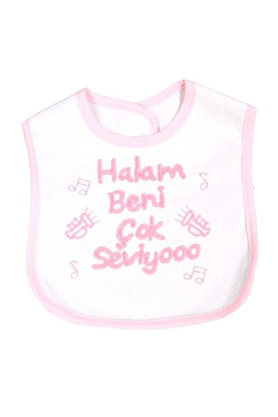 bebegen Baby Girl My Aunt Loves Me so Much Embroidered Pink Waterproof Apron