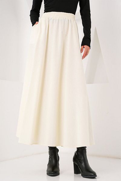 COTTONLAB Long Skirt with Pocket Detail 8024 - Cream