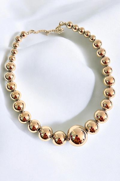 PETEK AKSESUAR TOP METALLIZED BEAD NECKLACE