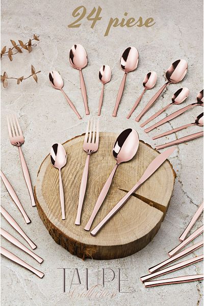 Berlinger Haus 24-piece Mirror Stainless Steel Cutlery Set Rosegold Metallic Line