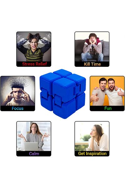 kutuTR Infinity Cube Stress Throw Cube Stress Cube(Infinity Cube) Blue