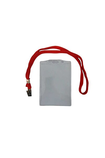 SARFF DİKEY ŞEFFAF KART POŞETİ 10x14.5 CM (5 ADET)+SARFF KART ASKI İPİ KIRMIZI METAL KLİPS (5 ADET)