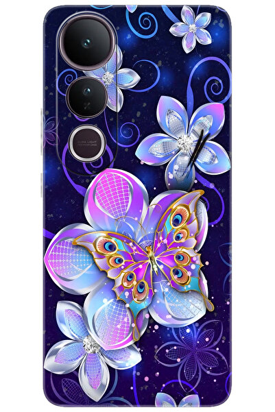 Vivo V50 Lite 5G (V2441) Compatible Case Pattern Printed Silicone Butterfly and Flowers NGO:718 CP-hV1Gwl3