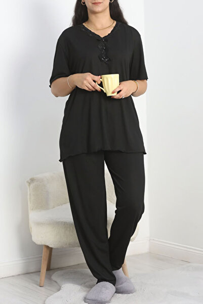 Lukitus Plus Size Short Sleeve V-neck Women's Pajamas Set Lukitus