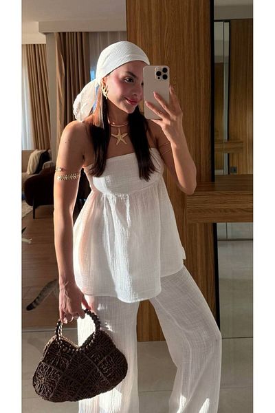 My Blog White Bandana 100% Cotton Muslin Set - 30377
