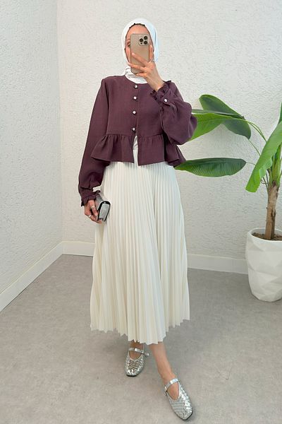Salih Çelebi Ruffled Hem Shirt 2321 - Cherry Rotten