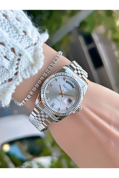 Ferrucci Woman's Wrist Watch with Steel Cord Calnder 3 Atm Waterproof 2 Years Warranty