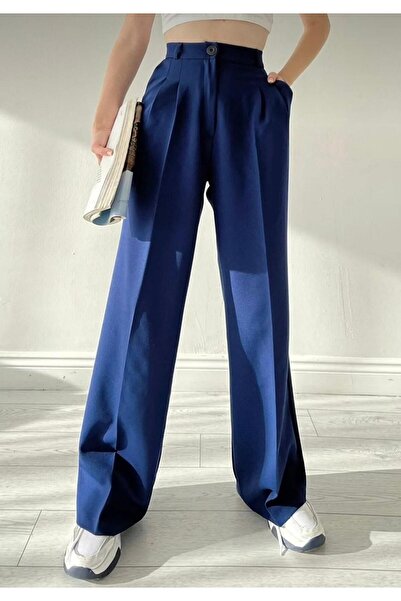 sunfyre Жіночі брюки-палаццо з високою талією та плісированою тканиною