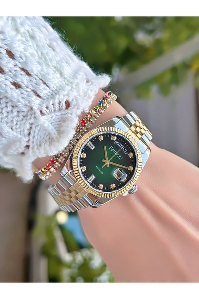 Ferrucci Woman's Wrist Watch with Steel Cord Calnder 3 Atm Waterproof 2 Years Warranty