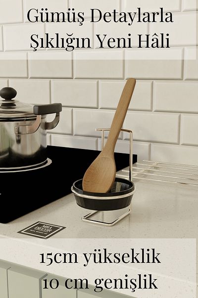 mba decor metal bending art Silver Metal Spoon Ladle Holder – Countertop Spoon Organizer Stainless Steel & Plastic