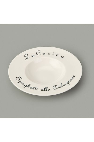 Evidea Kitchen La Luciana Porcelain Pasta Plate - Black / Cream - 26 cm