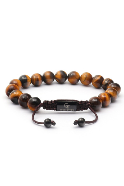 GT Collection Pánský náramek GT Collection s jedním korálkem a energetickými kameny TIGER EYE, univerzální velikost a nastavitelná šňůrka