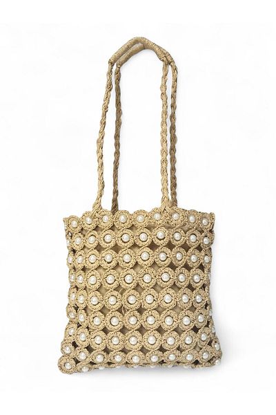 Matmazel Women's Summer Straw Bag with Pearls 107210423