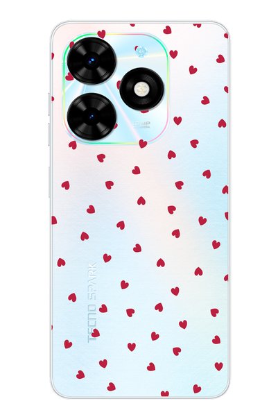 TechTree جراب من السيليكون الشفاف بتصميم قلوب حمراء متوافق مع Tecno Spark 20 ...