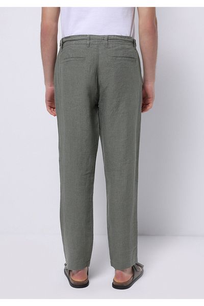 Colin's Regular Fit Mid Waist Long Leg Men's Linen Blended Green Trousers