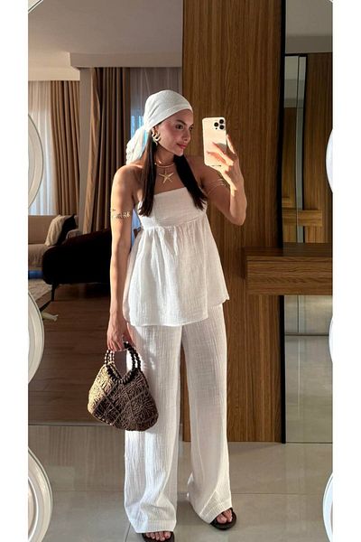 My Blog White Bandana 100% Cotton Muslin Set - 30377