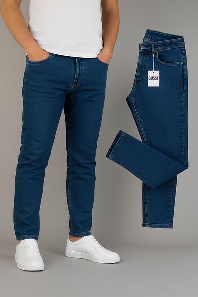 DOPPİO'N DENİM Men's Navy Blue Slim Fit Skinny Leg Nail Jeans