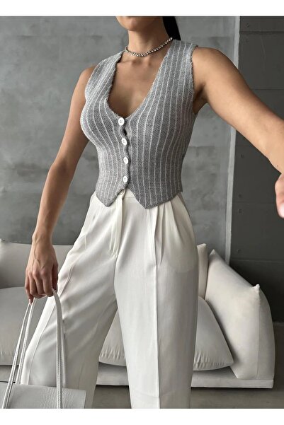 4S WOMEN 4S Women's Striped Knitwear Vest